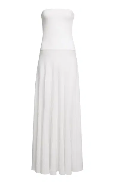 ALAÏA Strapless Linen Maxi Dress | Thumbnail 5