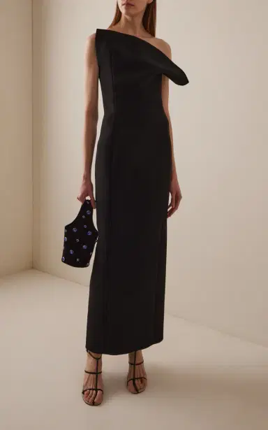 Khaite Cato Draped Double-Faced Crepe Maxi Dress | Thumbnail 2