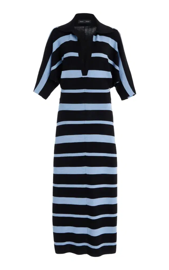 Solana Wool-Silk Knit Maxi Polo Dress - Stripe