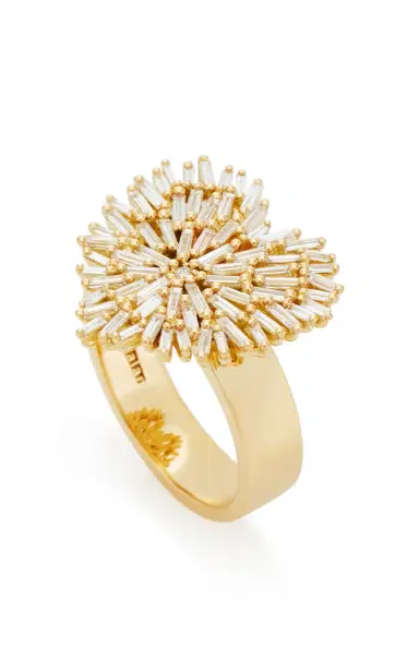 Suzanne Kalan 18K Yellow Gold And White Diamond Heart Ring | Thumbnail 3