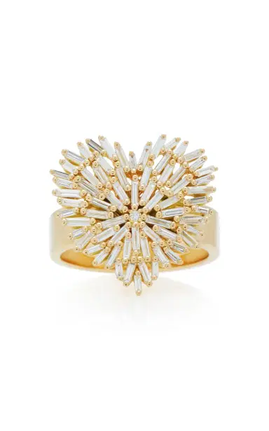 Suzanne Kalan 18K Yellow Gold And White Diamond Heart Ring | Thumbnail 6