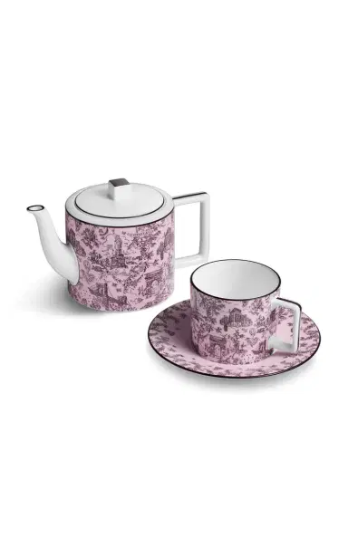Tiffany & Co. Exclusive Toile Bone China Coffee Pot - Pink | Thumbnail 2