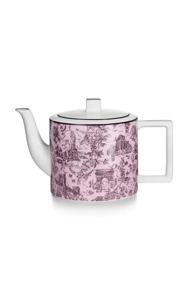 Exclusive Toile Bone China Coffee Pot - Pink
