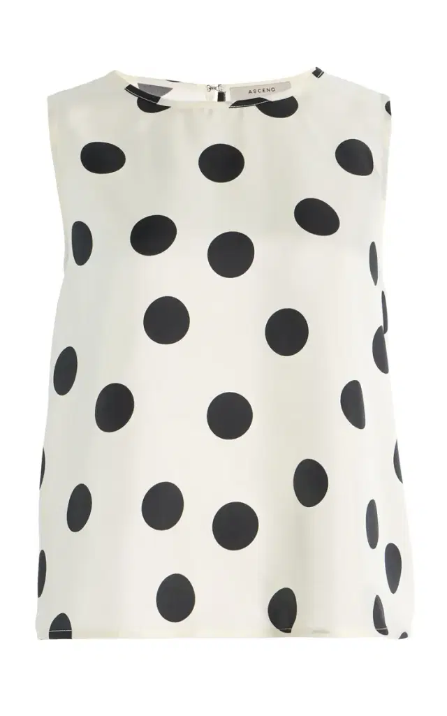 Asceno Exclusive Riviera Sofia Polka-Dot Silk-Twill Top