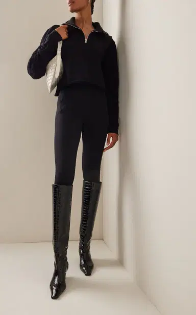 Les Tien Hayley Cropped Half Zip Cotton Sweatshirt | Thumbnail 2 Les Tien Hayley Cropped Half Zip Cotton Sweatshirt | Thumbnail 2