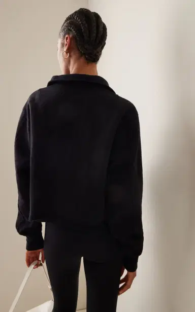 Les Tien Hayley Cropped Half Zip Cotton Sweatshirt | Thumbnail 4 Les Tien Hayley Cropped Half Zip Cotton Sweatshirt | Thumbnail 4