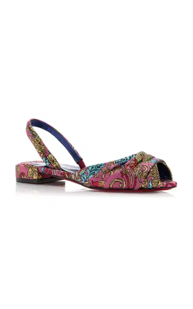 Christian Louboutin Cordelina Flat Jacquard Florea Slingback Sandals | Thumbnail 4