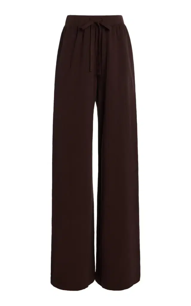 Drawstring Cotton Wide-Leg Sweatpants