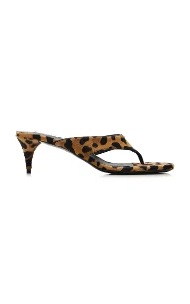 ALAÏA Infradito Leopard-Print Pony Hair Thong Sandals | Thumbnail 1 ALAÏA Infradito Leopard-Print Pony Hair Thong Sandals | Thumbnail 1