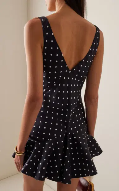 Rodarte Flower-Detailed Polka-Dot Silk-Twill Mini Dress | Thumbnail 4