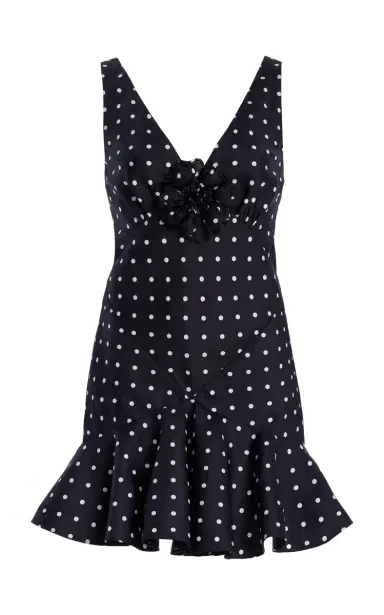 Rodarte Flower-Detailed Polka-Dot Silk-Twill Mini Dress | Thumbnail 6