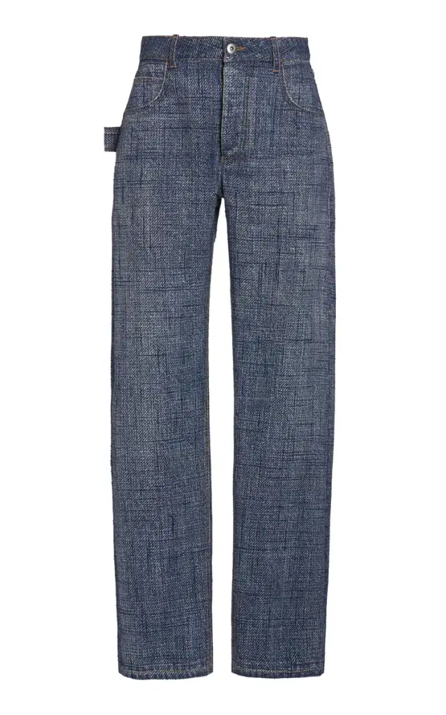 Bottega Veneta Denim-Print Straight-Leg Trousers