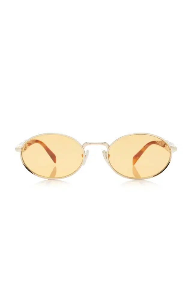 Prada Oval-Frame Metal Sunglasses