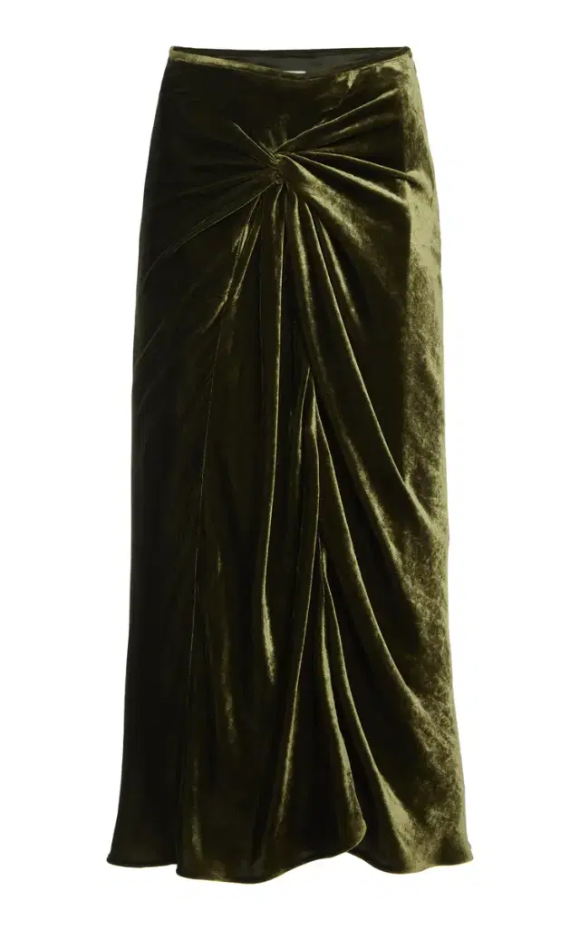 Dries Van Noten Smila Knot-Detailed Velvet Midi Skirt