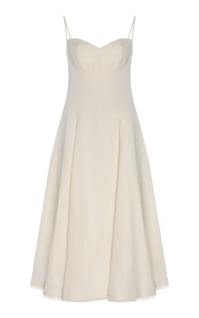 SIMKHAI Analise Linen-Blend Bustier Midi Dress