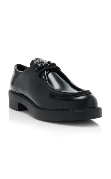 Prada Logo-Detailed Leather Oxford Loafers | Thumbnail 4