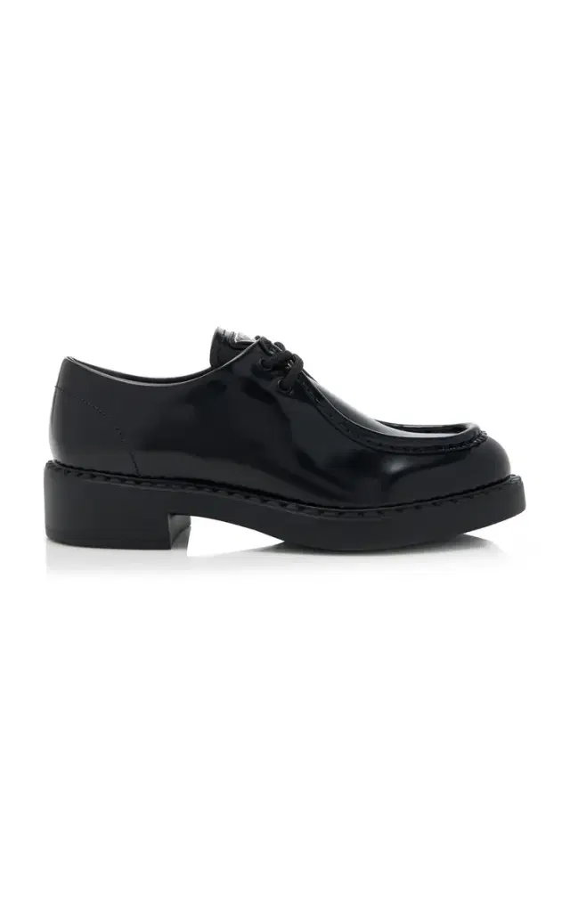Prada Logo-Detailed Leather Oxford Loafers