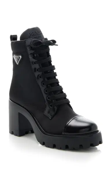 Prada Monolith Leather and Nylon Ankle Boots | Thumbnail 4 Prada Monolith Leather and Nylon Ankle Boots | Thumbnail 4