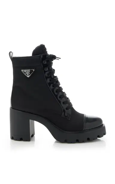 Prada Monolith Leather and Nylon Ankle Boots | Thumbnail 1 Prada Monolith Leather and Nylon Ankle Boots | Thumbnail 1