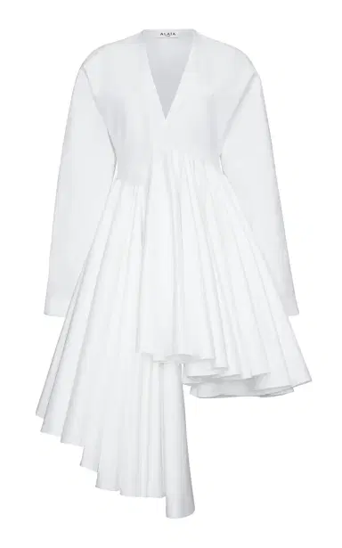 ALAÏA Asymmetric Cotton Mini Wrap Dress | Thumbnail 4 ALAÏA Asymmetric Cotton Mini Wrap Dress | Thumbnail 4