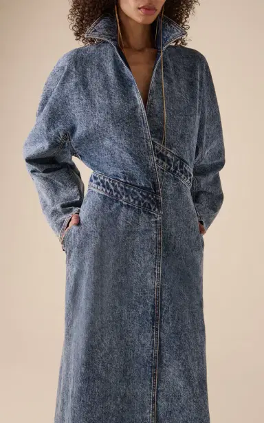 ALAÏA Spiral Denim Trench Coat | Thumbnail 2