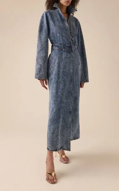 ALAÏA Spiral Denim Trench Coat | Thumbnail 3