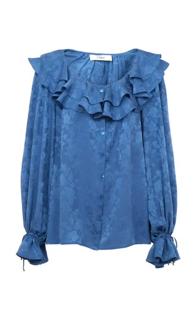 Organic-Silk Rose-Jacquard Top
