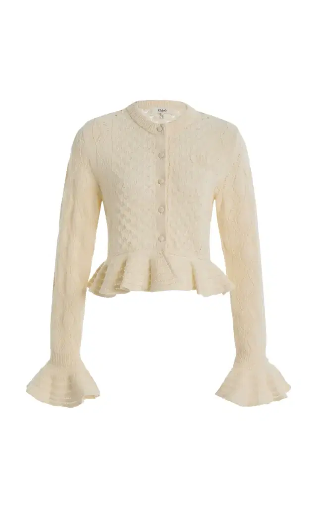 Chloé Ruffled Pointelle-Knit Silk-Alpaca Sweater