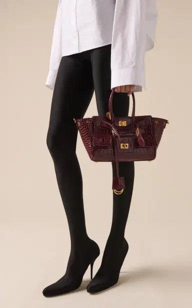Balenciaga Bel Air Croc-Embossed Leather Carry-All Bag | Thumbnail 2