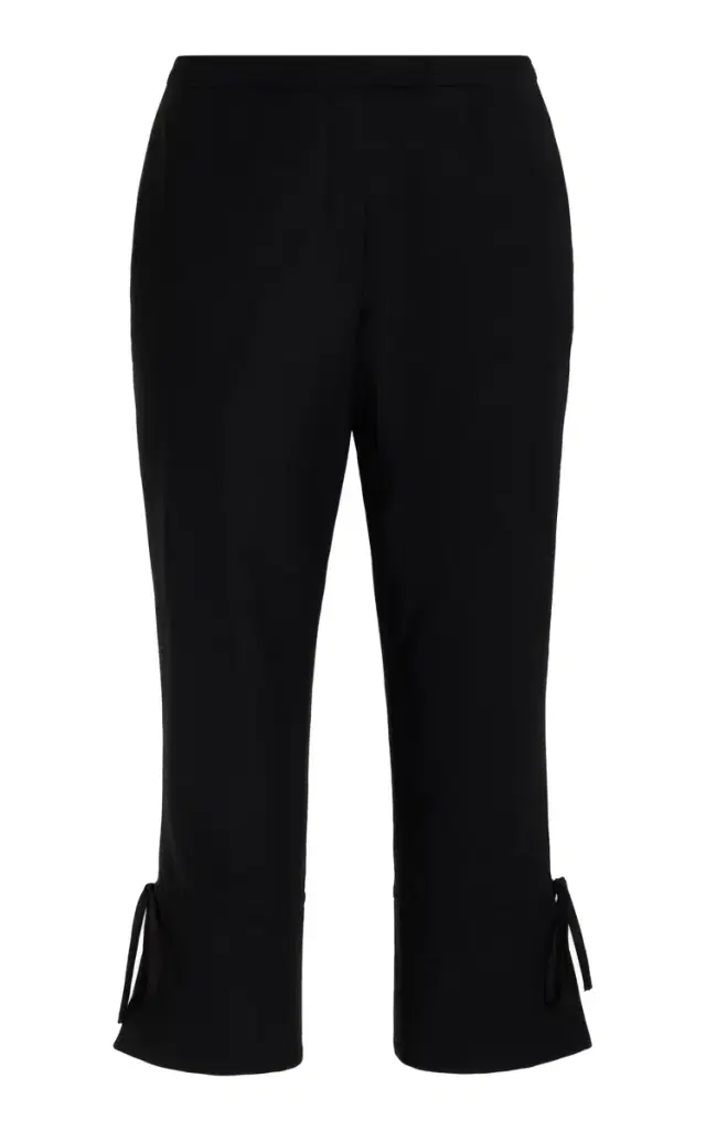 Tie-Detailed Stretch-Crepe Capri Pants - Black