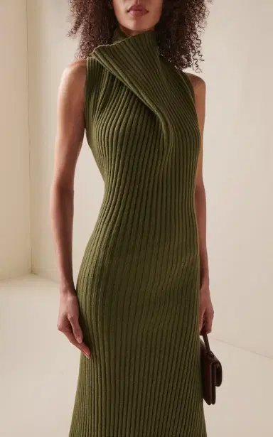 Victoria Beckham Asymmetric Wool-Blend Maxi Dress | Thumbnail 4