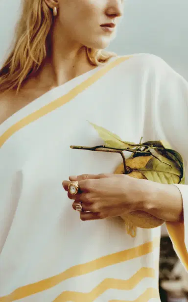 Yvonne Léon Oval Striped Signet Ring With Citrine And Diamonds | Thumbnail 2