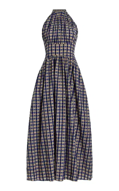 Rosie Assoulin Halt(Er) In The Name of Love Checked-Seersucker Midi Dress | Thumbnail 1