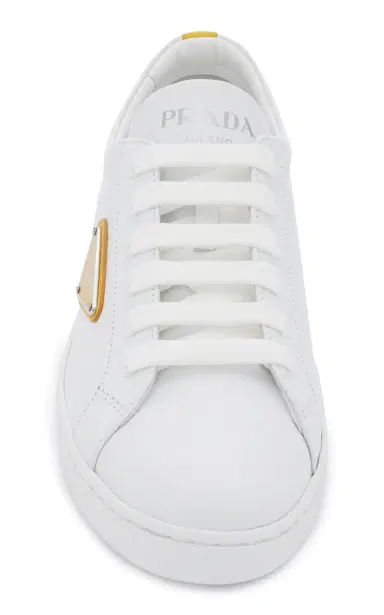 Prada Logo-Detailed Leather Low-Top Sneakers | Thumbnail 3 Prada Logo-Detailed Leather Low-Top Sneakers | Thumbnail 3
