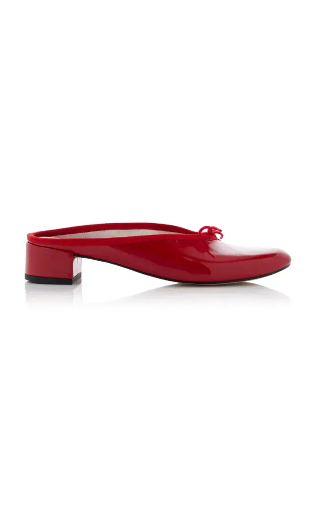 Camille Patent Leather Heeled Mules - Red
