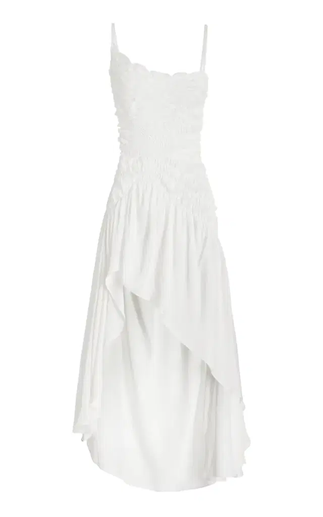 Exclusive Celestial Shirred-Satin Midi Dress