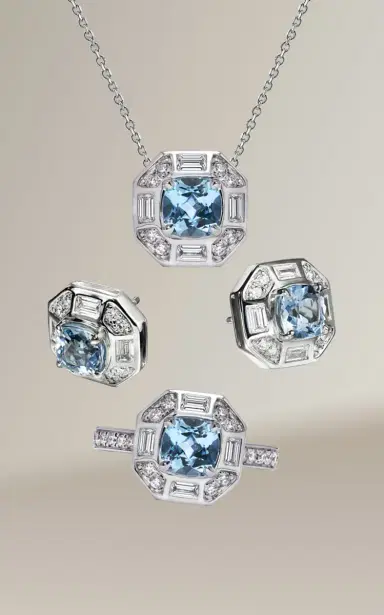 B.P. de Silva Jewellers Deco Darling Aquamarine Stud Earrings | Thumbnail 3 B.P. de Silva Jewellers Deco Darling Aquamarine Stud Earrings | Thumbnail 3