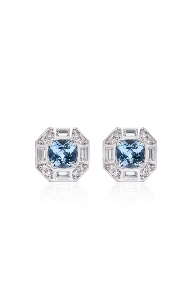 B.P. de Silva Jewellers Deco Darling Aquamarine Stud Earrings | Thumbnail 1 B.P. de Silva Jewellers Deco Darling Aquamarine Stud Earrings | Thumbnail 1