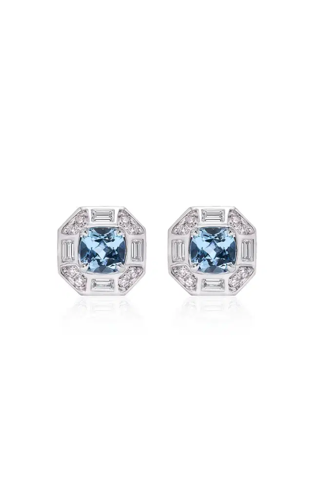 Deco Darling Aquamarine Stud Earrings