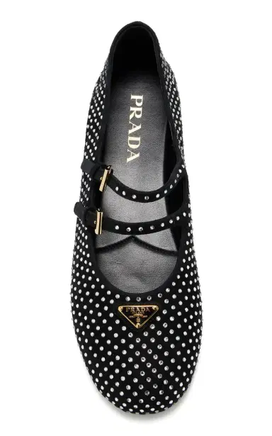 Prada Crystal-Embellished Suede Ballet Flats | Thumbnail 4