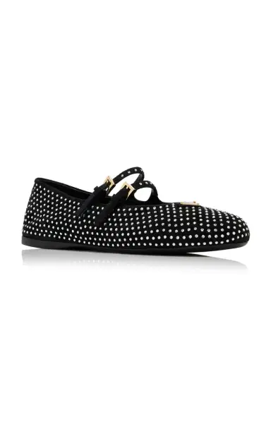 Prada Crystal-Embellished Suede Ballet Flats | Thumbnail 5
