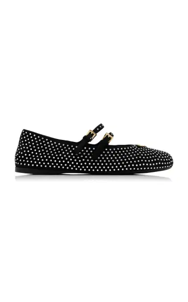 Prada Crystal-Embellished Suede Ballet Flats | Thumbnail 1