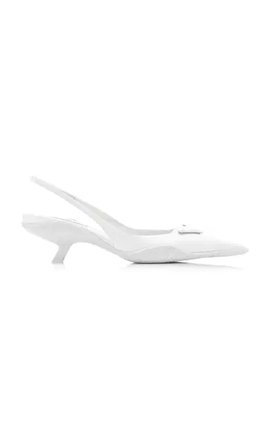 Prada Logo-Detailed Leather Slingback Pumps | Thumbnail 1 Prada Logo-Detailed Leather Slingback Pumps | Thumbnail 1