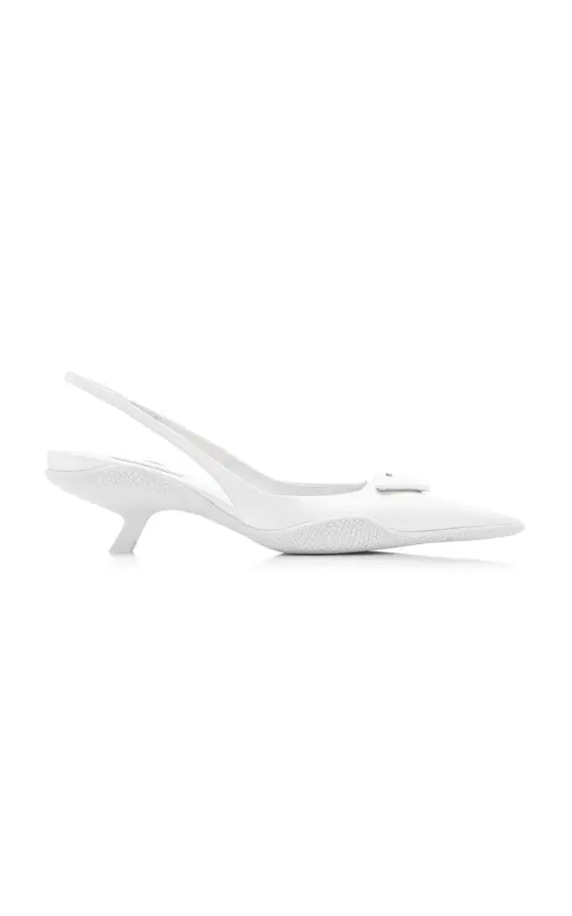Prada Logo-Detailed Leather Slingback Pumps