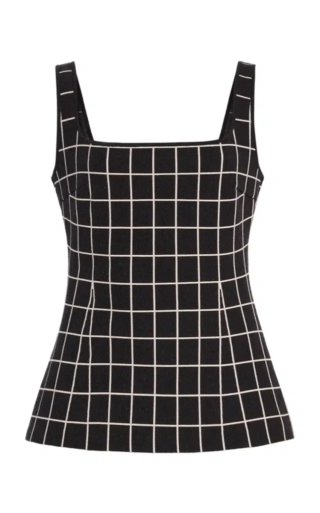 High Sport Inna Windowpane Cotton-Blend Knit Top