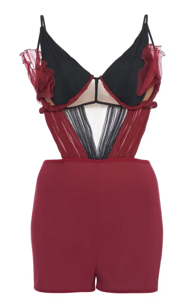 Nensi Dojaka Flower Petal Silk Playsuit