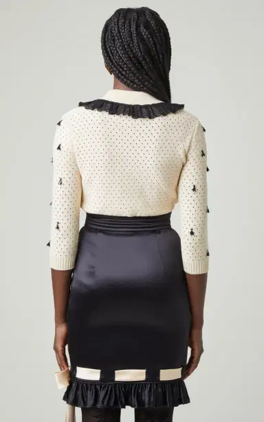 Valentino Garavani Lace-Trimmed Cotton Cardigan | Thumbnail 4 Valentino Garavani Lace-Trimmed Cotton Cardigan | Thumbnail 4