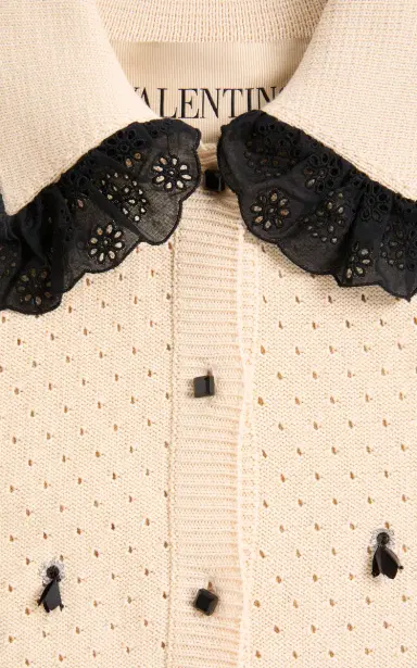 Valentino Garavani Lace-Trimmed Cotton Cardigan | Thumbnail 5 Valentino Garavani Lace-Trimmed Cotton Cardigan | Thumbnail 5