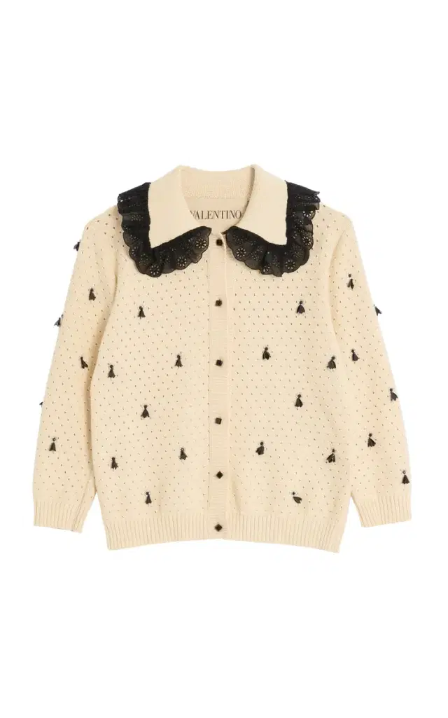 Valentino Garavani Lace-Trimmed Cotton Cardigan