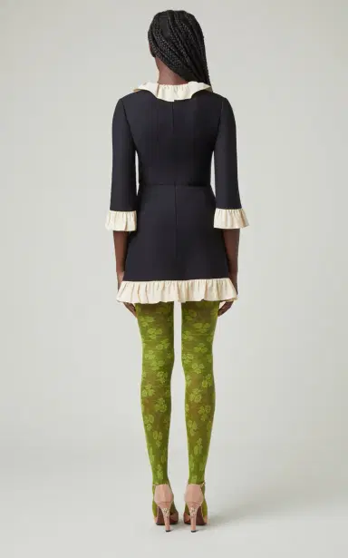 Valentino Garavani Ruffled-Trim Flax Mini Dress | Thumbnail 4 Valentino Garavani Ruffled-Trim Flax Mini Dress | Thumbnail 4